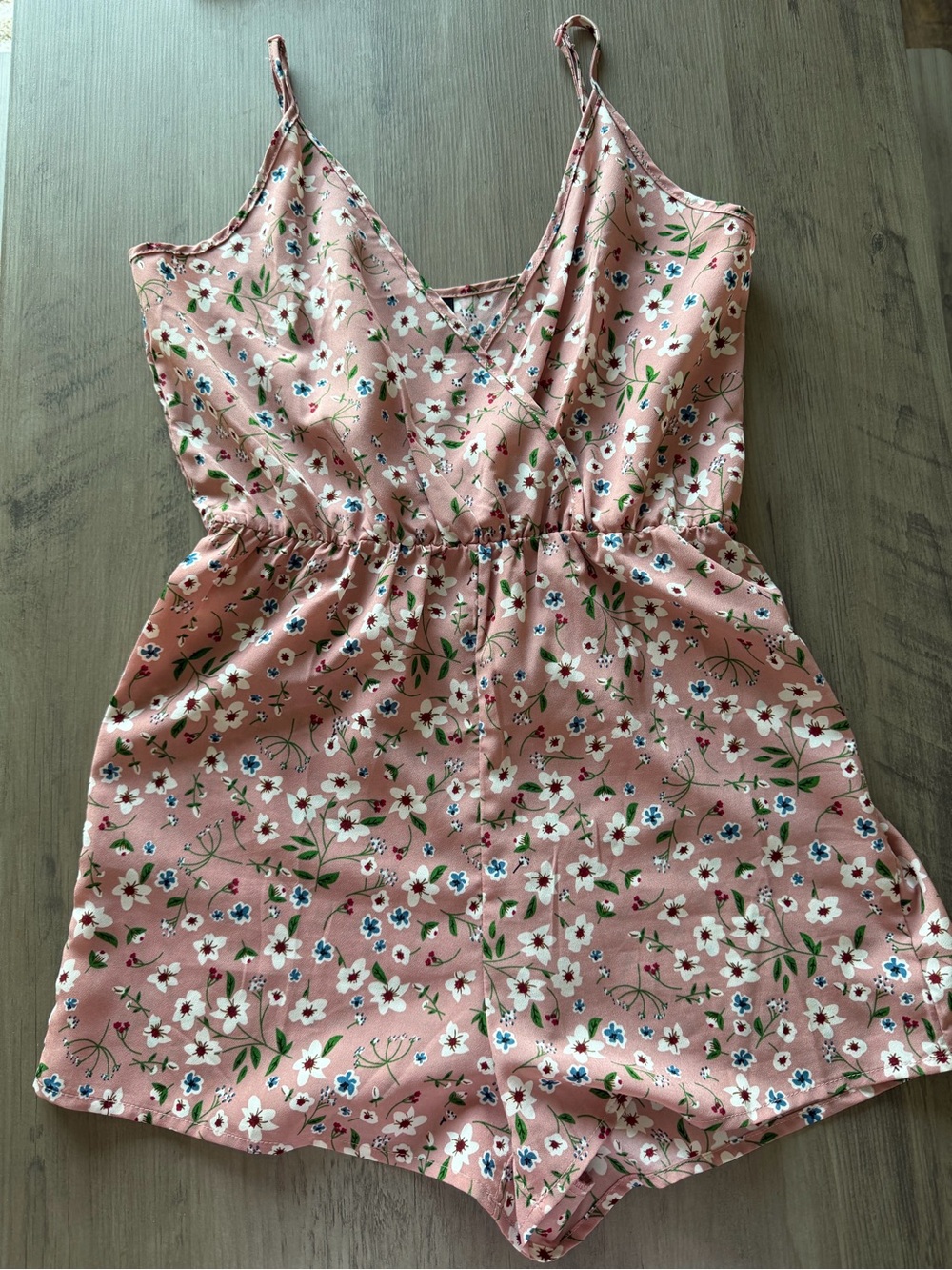 SHEIN Floral Pink Spaghetti-Strap Romper Size XS